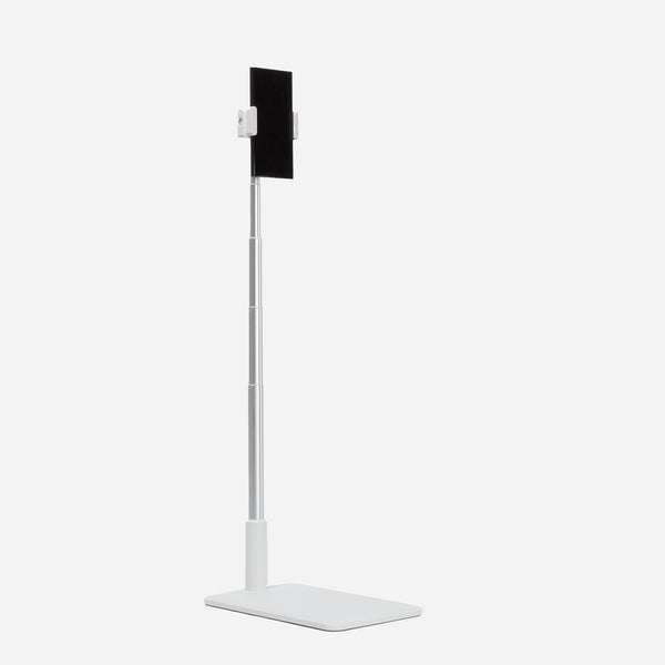 Support tablettes et téléphones sur pied blanc